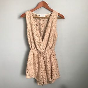 Beige, lace romper